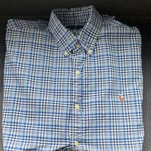 Ralph Lauren Blue and White Plaid Shirt